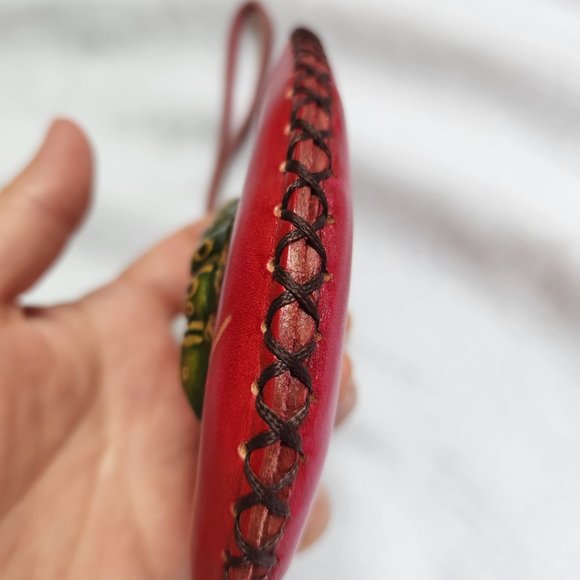 Green Turtle + Red Maple leave Leather Coin/ Change Bags / Wristlets for 1 Price - Picture 13 of 16